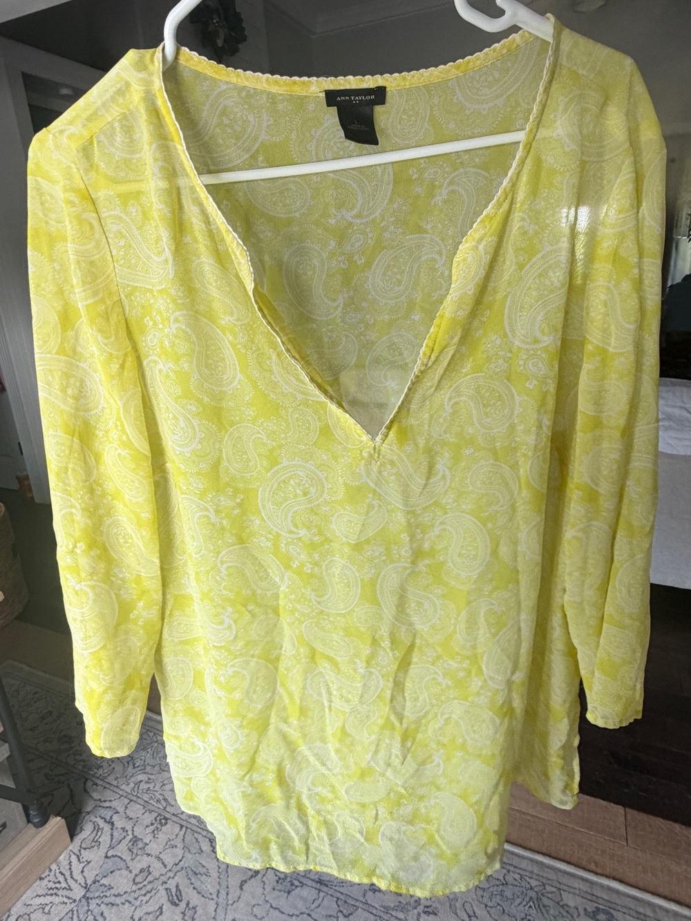 Ann Taylor Yellow Paisley V-Neck Tunic